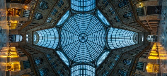 naples, italy may 27, 2012: panorama interior architectural details of umberto i gallery in naples, italy. it is a public shopping gallery built in 1887-1891. the province of campania. italy.