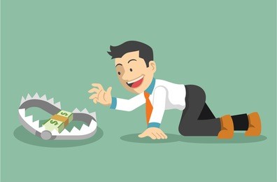 money trap. vector flat illustration