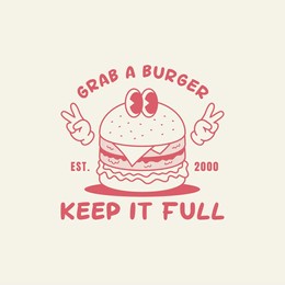 retro mascot burger suitable for poster, t shirt design.