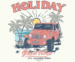 palm tree vector. beach holiday time. have a good holiday time. surfing paradise art print t-shirt design.