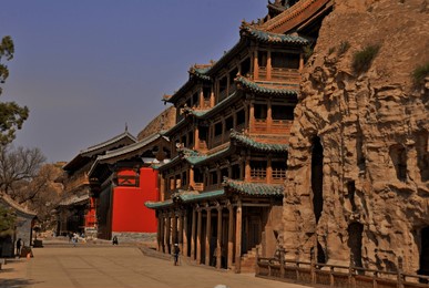 the yungang grottoes, in datong city, shanxi province
