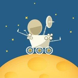planet rover on the moon among the stars in space