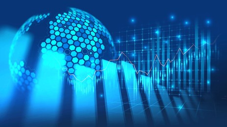 stock market or forex trading graph in futuristic concept suitable for financial investment or economic trends business idea and all art work design. abstract finance background