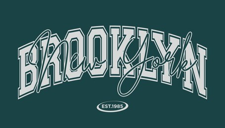 retro typography vintage varsity college brooklyn new york slogan print for graphic tee t shirt or sweatshirt - vector