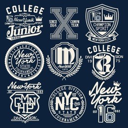 college graphic set for t-shirt