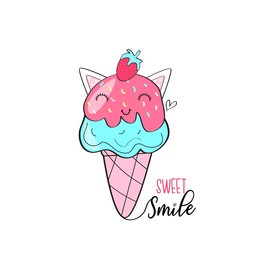 sweet ice cream vector illustration for t shirt print design