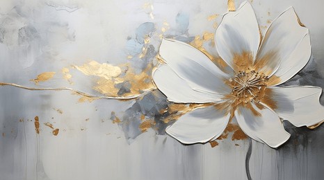 abstract artistic background. retro, nostalgic, golden brushstrokes. textured background. oil on canvas. modern art. floral leaves, green, gray, wallpaper, poster, card, mural, carpet, hanging, print