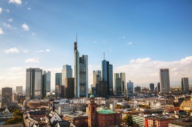 frankfurt am maine, germany cityscape on a sunny day