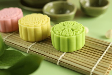 snowy skin mooncakes. traditional chinese mid autumn festival food.