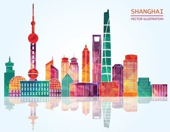 shanghai skyline. vector illustration