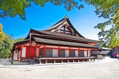 yasaka jinja temple in kyoto, japan. yasaka shrine (yasakajinja), also known as the gion shrine, is a shinto shrine in gion, kyoto.