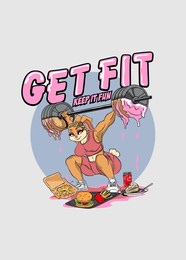 t shirt design get fitt fun cartoon
