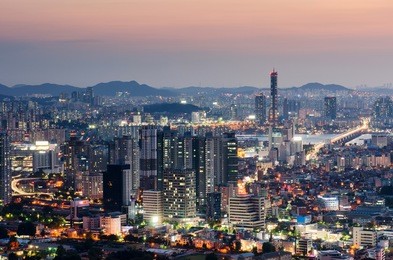 seoul at night, south korea city skyline