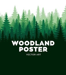 pine tree forest silhouette abstract poster background vector template