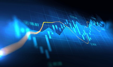 stock market or forex trading graph in futuristic concept suitable for financial investment or economic trends business idea and all art work design. abstract finance background