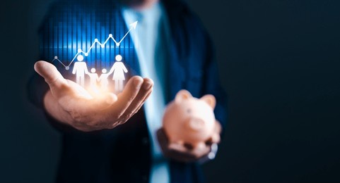 businessman takes proactive steps to build a secure financial future for his family, focus on saving, investment, and financial planning, paves realizing their dreams and safeguarding well-being
