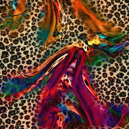 combination of colorful  leopard snake tiger textures textile collage pattern