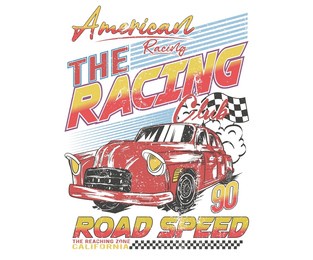 car print design for t shirt print, poster, sticker, background and other uses. racing club vector t-shirt print design. american racing. 