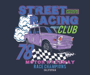 street racing club. car print design for t shirt print, poster, sticker, background and other uses. racing club vector t-shirt print design. american racing.