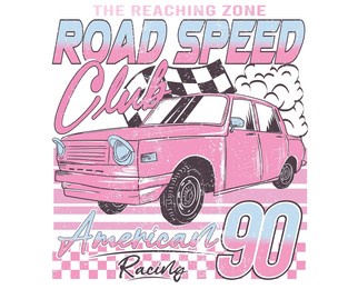 racing club vector t-shirt print design. american racing. road speed. speed way. car print design for t shirt print, poster, sticker, background and other uses.