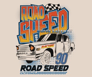 road speed graphic print. extreme racing. car print design for t shirt print, poster, sticker, background and other uses. road speed.