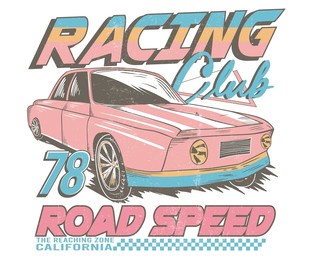 road speed. racing club print design for t shirt print, poster, sticker, background and other uses.  car vector t-shirt print design. american racing.