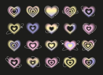 blurry pink heart aura. trendy y2k style. vector illustration.