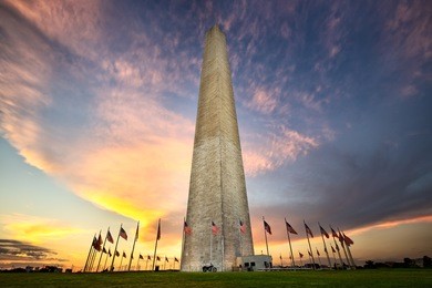 washington monument at sunset, washington dc