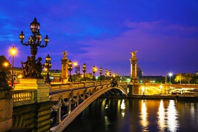 aleksander iii bridge in paris at sunrise