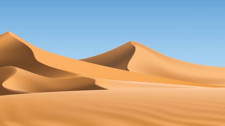4k desert mountain wallpaper design. eps 10 vector art. sand design with blue sky. hot desert wallpaper.