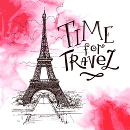 beautiful image of paris on watercolor background