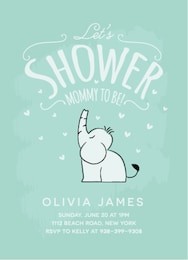baby shower invitation card design with sitting elephant