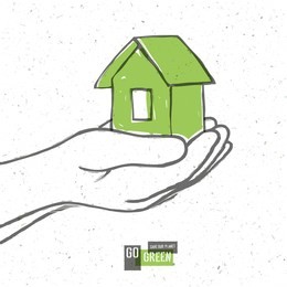 go green concept poster with house. raster version