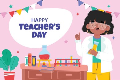 world teacher's day celebration. happy teacher's day. october 5. world teachers day celebration. vector illustration. poster, banner, flyer, greeting card. world teachers' day concept. cartoon.