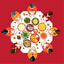 chinese new year reunion dinner vector design
