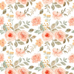 watercolor peach rose flower seamless pattern for background, fabric, textile, fashion, wallpaper, wedding, banner, sticker, decoration etc.