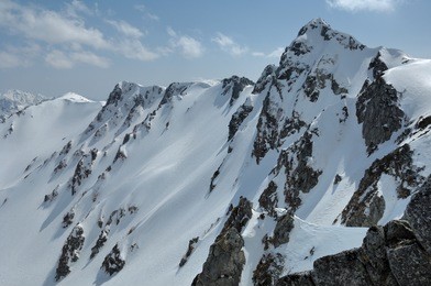 japanese alps ridgeline of the snow territory