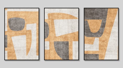 modern abstract watercolor vector geometric art triptych