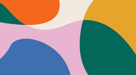 simple abstract colorful background with hand drawn overlay shapes. fun childish doodle backdrop. minimalist horizontal cover design template with copy space.