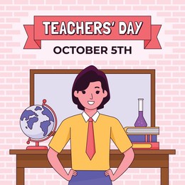 world teacher's day celebration. happy teacher's day background. october 5. world teachers day celebration. vector illustration. poster, banner, flyer, greeting card, template. world teachers' day.
