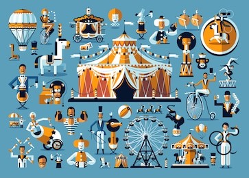 circus. colored icons collection