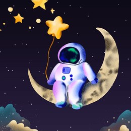 space-themed art that shows outer space objects and is accompanied by a galaxy and star background, suitable for decorating your child's room, interesting designs about outer space