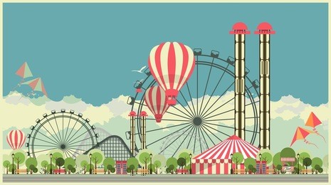 vector holiday background with carnival and amusement park