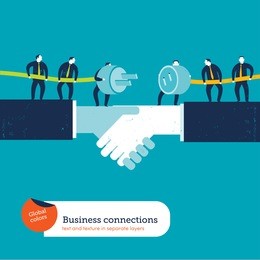 businessmen with plug and socket on a handshake. vector illustration eps10 file. global colors. text and texture in separate layers.