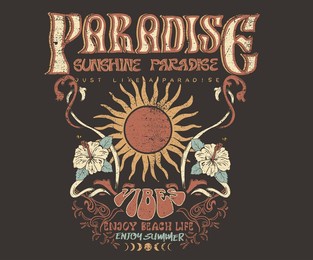summer paradise artwork. good vibes graphic print design. sunshine with flower vector design.