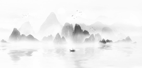 background of chinese style ink landscape painting with artistic conception