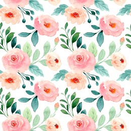 watercolor peach rose flower seamless pattern for background, fabric, textile, fashion, wallpaper, wedding, banner, sticker, decoration etc.