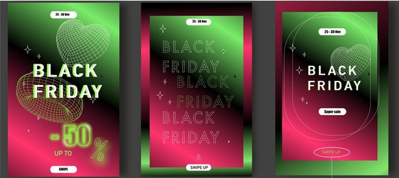 black friday social media template set y2k style vector

