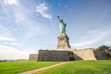 view of the statue of liberty in new york, usa. 