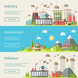 set of vector modern flat design conceptual ecological illustrations